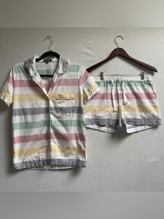 Hudson'S Bay Other - Hudsons Bay Striped Pastel Cotton Short Sleeve Pajama Shorts Set Size XS